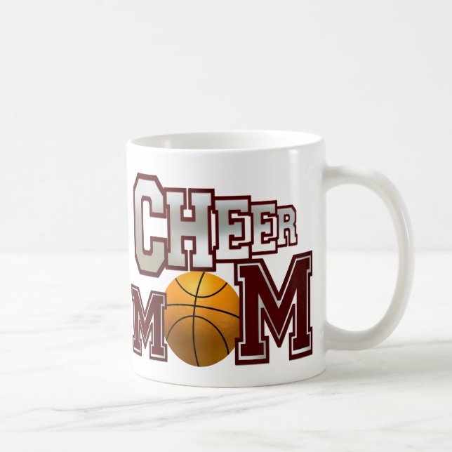 Mug Marron pour Maman de Cheerleader de Basket (Droite)