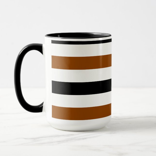 Mug Marron rayures noires et blanches design (Gauche)