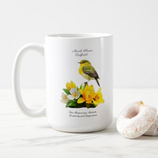 Mug Mars Mois de naissance Fleur vibrante Cadeau d'ann (Avec donut)