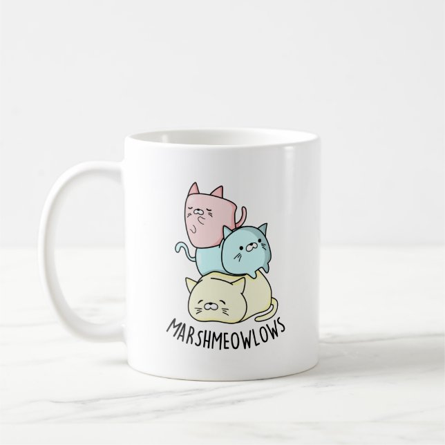 Mug Marsh-meow-low Funny Chat Marshmallow Pun (Gauche)