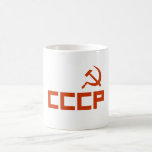 Mug Marteau rouge CCCP et faucille<br><div class="desc">CCCP Russie parti communiste. Disponible dans un design normal et vintage. communisme sovjet soviet soviets marteau faucille russe rétro vintage. Marteau rouge et faucille.</div>