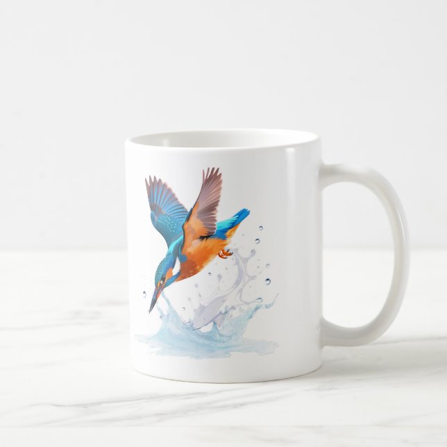Mug Martin-pêcheur plongeur Art de faune vibrant (Droite)