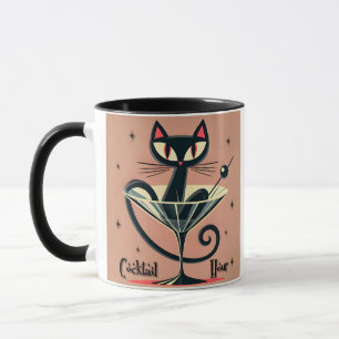 Mug Martini au chat noir de l'ère spatiale futuriste a