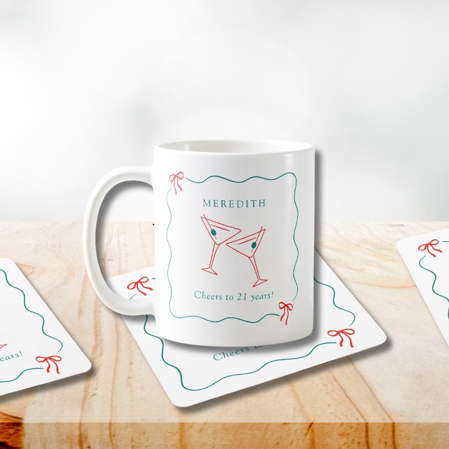 Mug Martini fête ses 21 ans (Martini Cheers to 21 Years Birthday Gift Idea Coffee Mug)