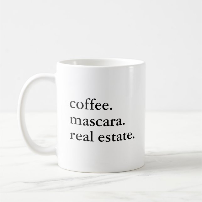 Mug Mascara et maman agent immobilier drôle (Gauche)