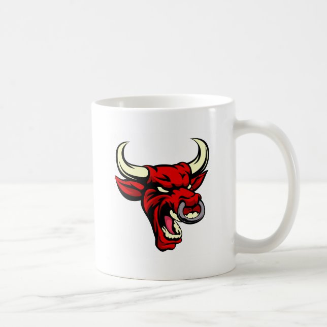 Mug Mascotte d'animal de moyen de rouge de Taureau (Droite)