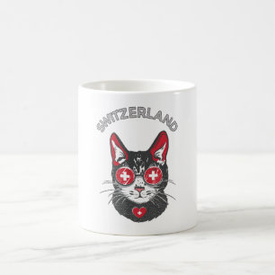 Mug Mascotte de chat de football suisse Fan drapeau su