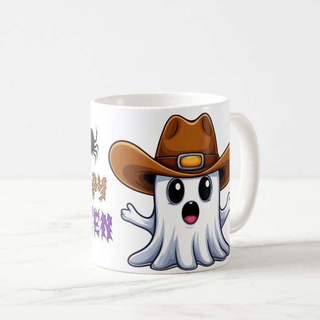 Mug Mascotte fantôme occidentale de style cowboy 🤠 (Devant droit)