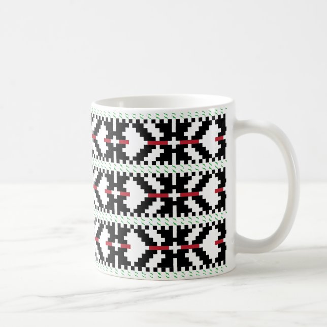 Mug Masculine Art populaire tribal letton noir et blan (Droite)