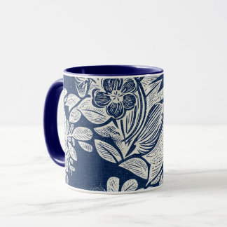 Mug Masculine Navy effet bleu Indigo Floral partout
