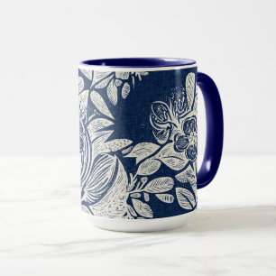 Mug Masculine Navy effet bleu Indigo Floral partout