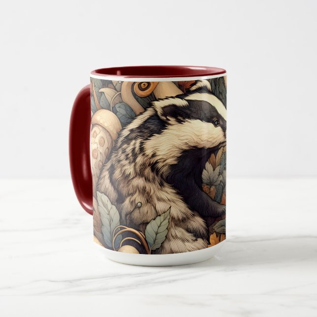 Mug Mashrooms de blaireau mignon couleurs naturelles b (Devant gauche)