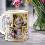 Mug Masonry Grid Jaune 8 photo Collage<br><div class="desc">Tasse à café personnalisée avec une grille en maçonnerie tendance collage photo de vos propres photos. Le design a une couleur arrière - plan de jaune chaud, que vous pouvez modifier si vous le souhaitez. (cliquez sur "customiser plus loin" ou envoyez-moi un message pour obtenir de l'aide). Le modèle photo...</div>