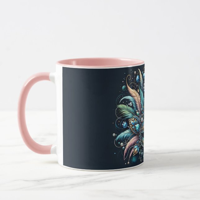 Mug Masque de bijoux à plumes Boho Masquerade (Gauche)