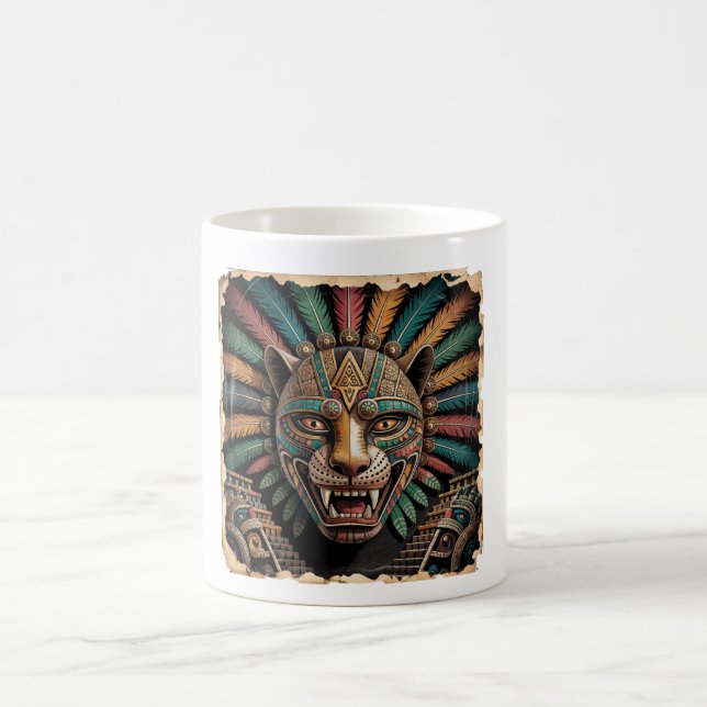 Mug Masque de guerrier Aztec Jaguar | Art mexicain ant (Centre)