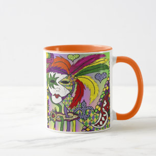 Mug Masque de plumes de Mardi Gras psychédélique