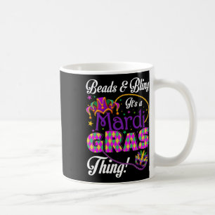 Mug Masque de plumes et de perles Mardi Gras et Bling