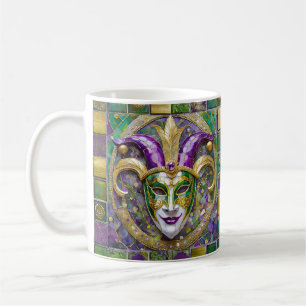 Mug Masque Mardi Gras Jester Vert Or