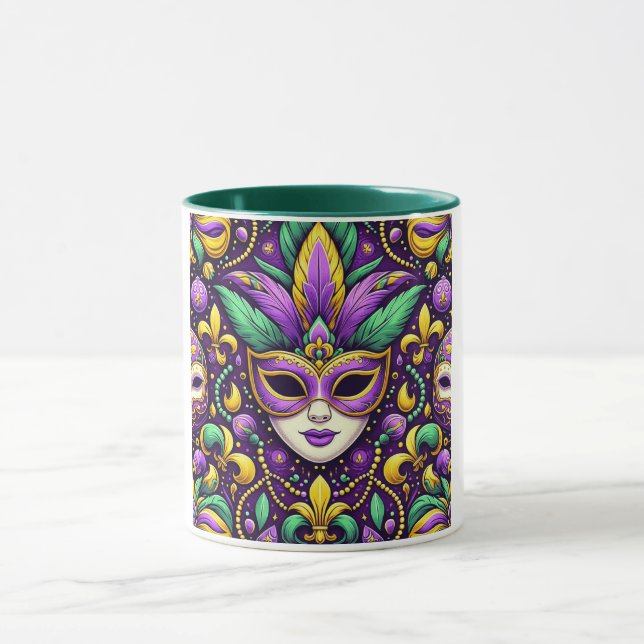 Mug Masque Mardi Gras/perles/fleur de lis (Centre)