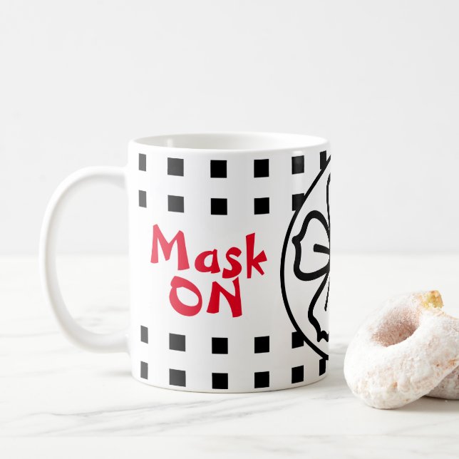 Mug Masque sur Masque OFF Distances sociales (Avec donut)