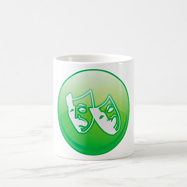 Mug Masques de comédie et de tragédie verte (Créateur téléchargé)