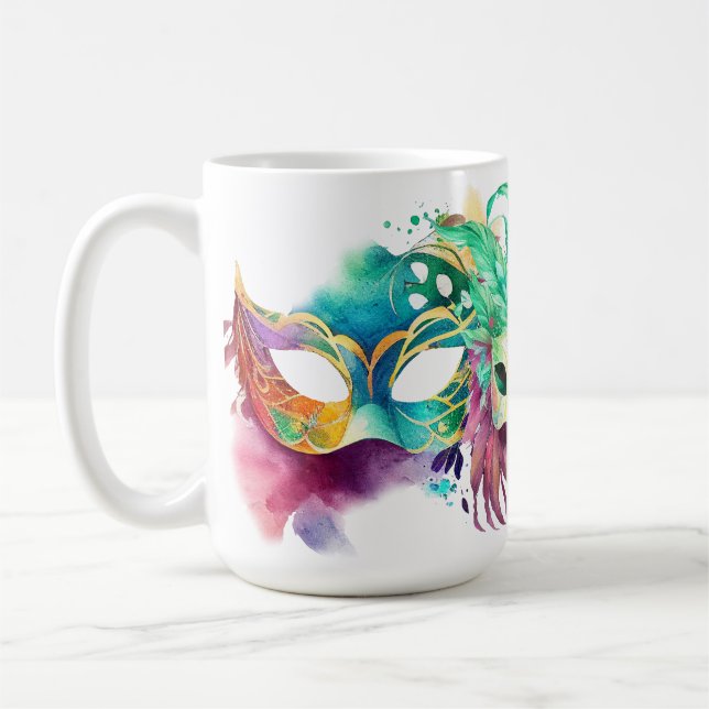 MUG MASQUES MARDI GRAS COLORÉS (Gauche)