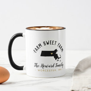 Mug Massachusetts Farm Sweet Farm Famille Monogramme M