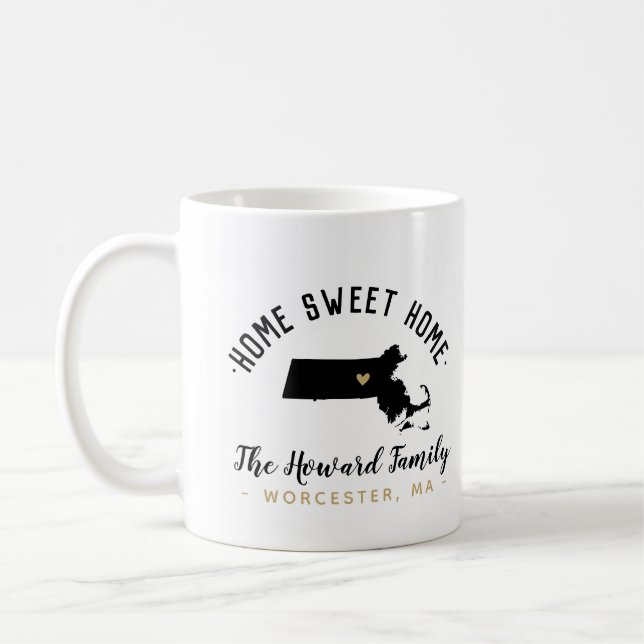 Mug Massachusetts Home Sweet Home Famille Monogramme M (Gauche)
