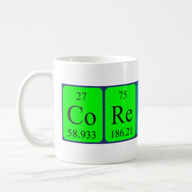 Mug Masse de nom de table périodique Corentin (Gauche)