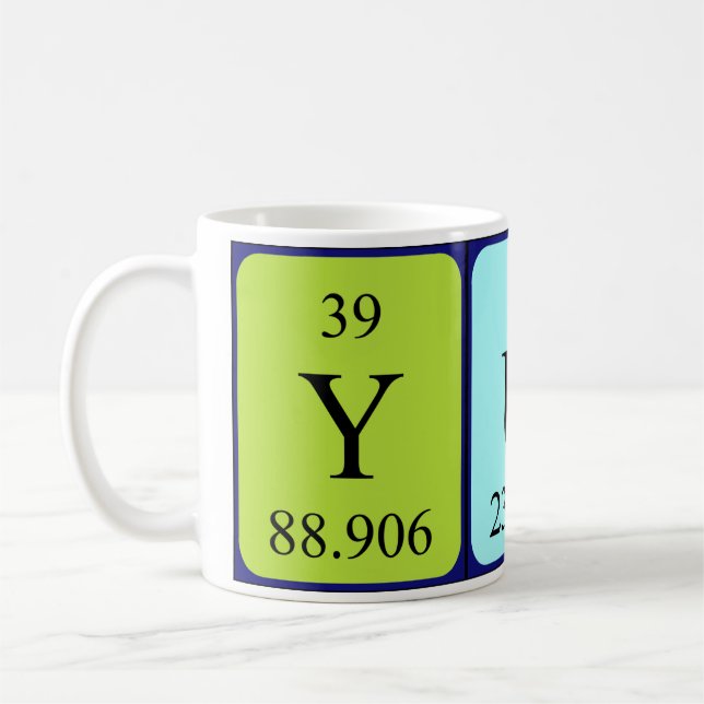 Mug Masse de nom de table périodique Yuna (Gauche)