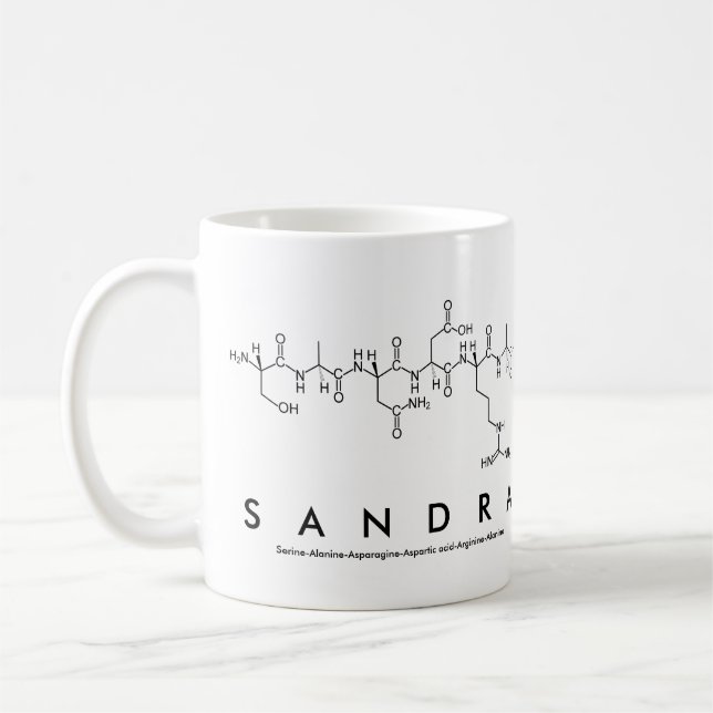 Mug Masse de nom du peptide Sandra (Gauche)
