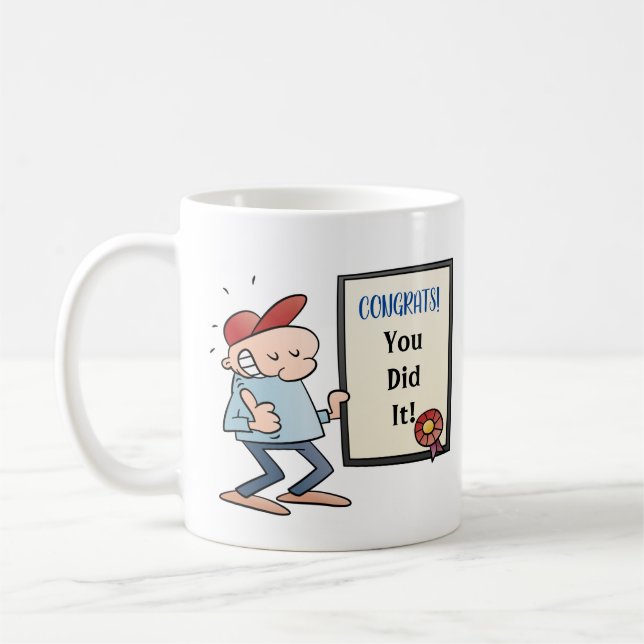Mug Master's Degree Cute Cartoon Diplôme Nom de l'anné (Gauche)