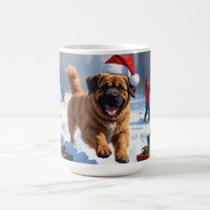 Mug Mastiff Tibétain Courant dans la Neige avec un Cha