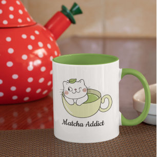 Mug Matcha Cute Chat, Matcha