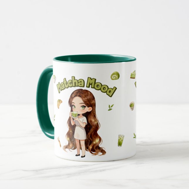 Mug Matcha Mood Aesthetic Design Cute Green Tea Vibes (Devant gauche)