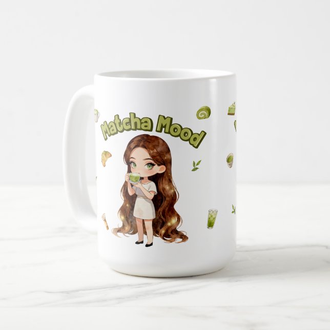 Mug Matcha Mood Aesthetic Design Cute Green Tea Vibes (Devant gauche)