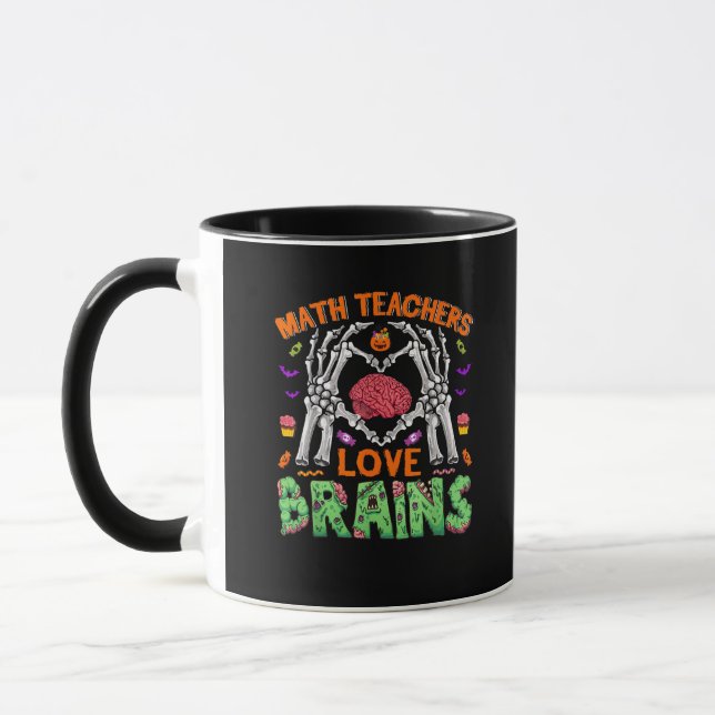 Mug Math Cerveau Coeur Squelette Main Zombie Halloween (Gauche)