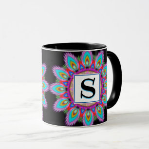 Mug Matraque à café noir Mandala motif