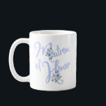 Mug Matron d'honneur Floral Letter Dusty Blue Custom<br><div class="desc">Matron d'honneur personnalisé avec un design de lettre florale. Le lettrage à la main est décoré de fleurs d'aquarelle et est décoré dans des tons bleus poussiéreux. Le design est prêt pour vous à customiser avec le nom de la mariée et du marié ainsi que la date du mariage. Un...</div>