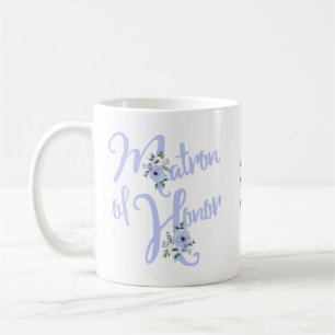 Mug Matron d'honneur Floral Letter Dusty Blue Custom