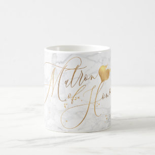 Mug Matron d'honneur/Marbre+Faux Gold Romantique Scrip