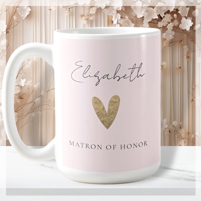 Mug Matron rose d'honneur Gold Heart Script moderne (Créateur téléchargé)