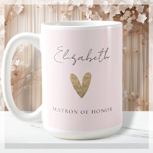 Mug Matron rose d'honneur Gold Heart Script moderne