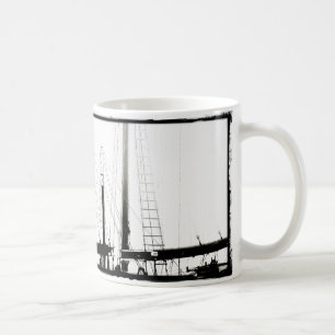 Mug Mats de navires Abstraits dans le Maine Noir et Bl
