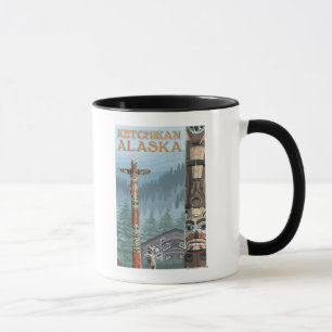 Mug Mâts totémiques de l'Alaska - Ketchikan, Alaska