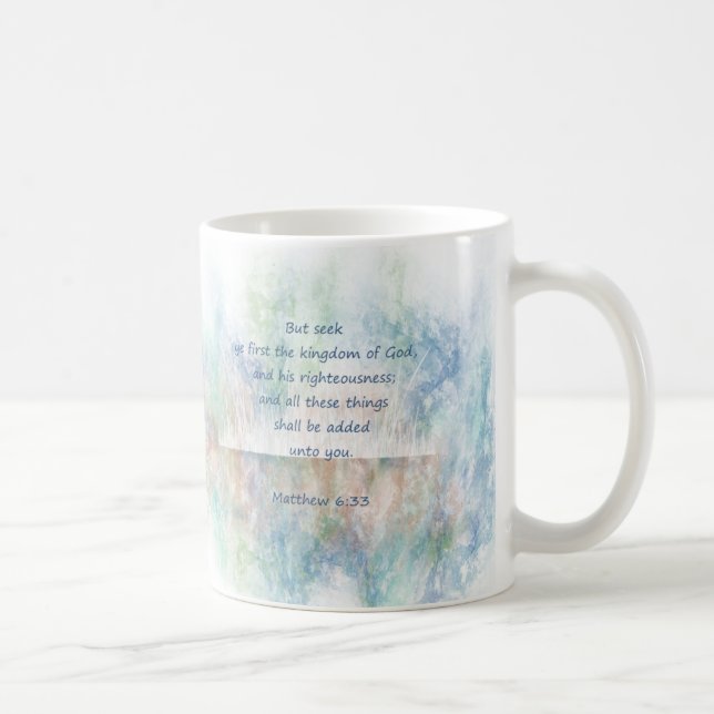 Mug Matt 6:33 Chercher Ye Premier Dieu Bible Écriture (Droite)