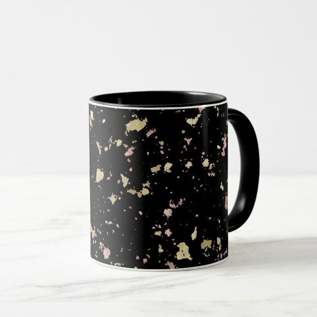 Mug Matte Gold et Rose Gold Flakes Noir (Devant droit)