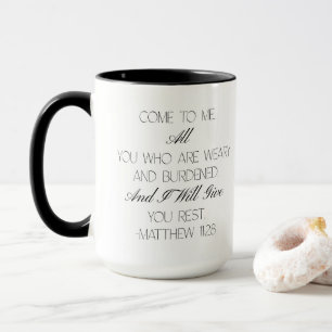 Mug Matthew 11:28 Mugue avec verset biblique de l'espé