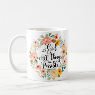 Mug Matthieu 19:26 Possible avec Dieu Écriture Florale