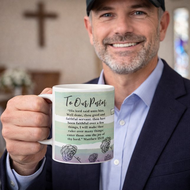 Mug Matthieu 25:21 Appréciation du pasteur (Créateur téléchargé)